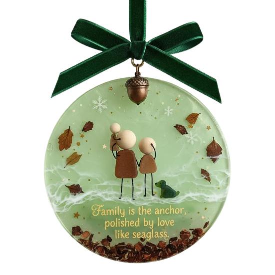 Sea Glass Friendship Ornament Round Handmade Sea Glass Christmas Tree Ornament with Heartwarming Message Friendship Gifts for Best Friends