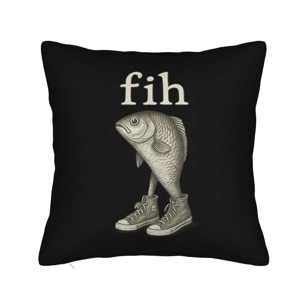 Fih Shoes Fish Funny Misspelled Fish Meme Fih Calling Humor Square Pillow Covers Room Cushion Cover Creative Decor Pillowcase