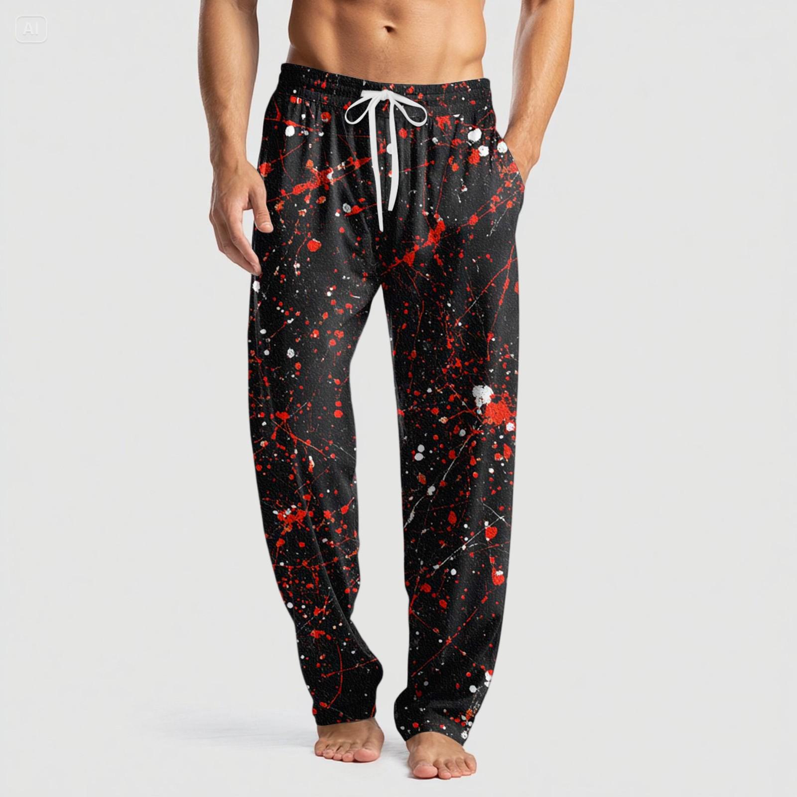 

Мужские вязаные повседневные брюки с карманом и принтом на Хэллоуин, пижамные брюки L