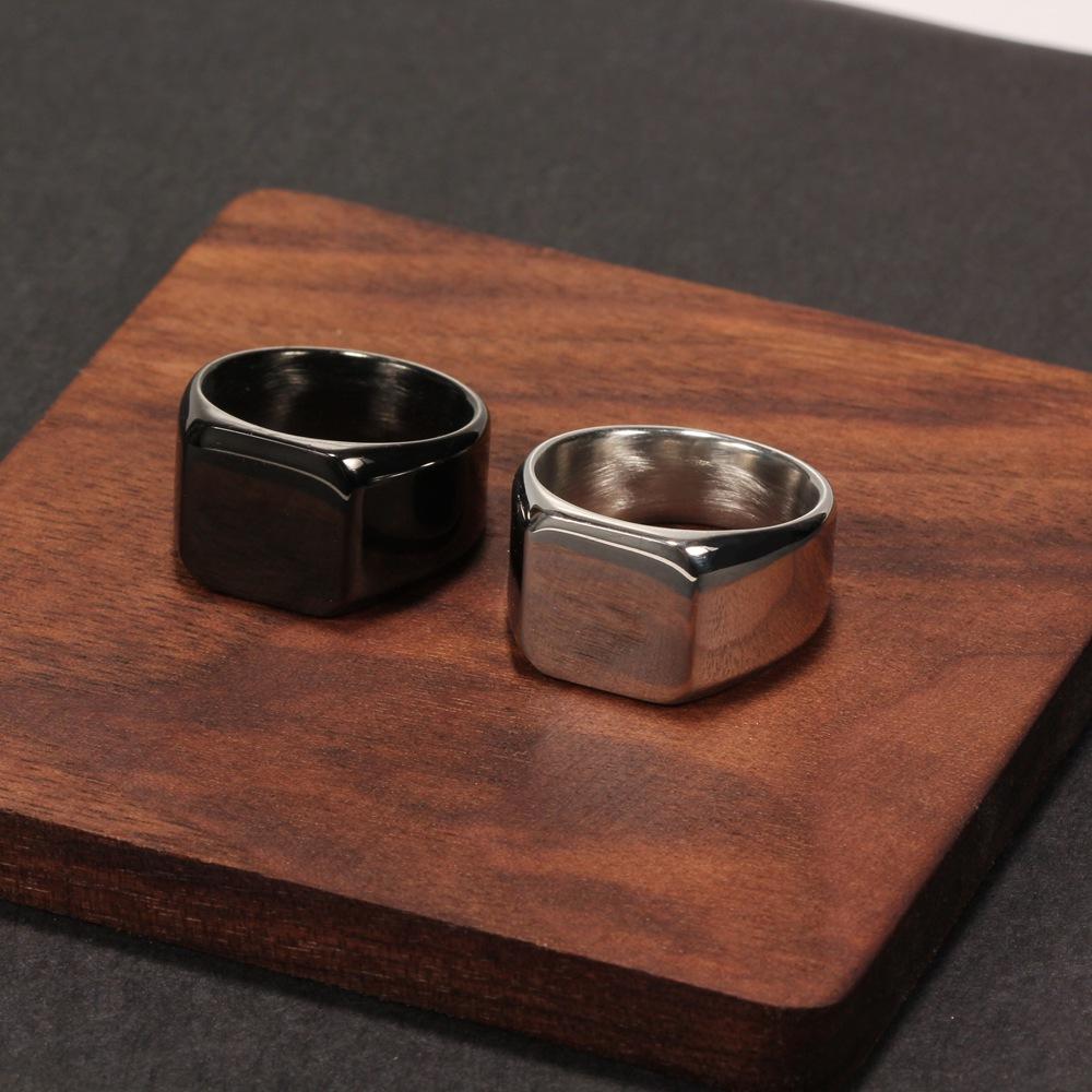 HNSP 316L Stainless Steel Square Plain Seal Ring For Men Male Blank Signet Ring DIY Engraved Jewelry Accessories