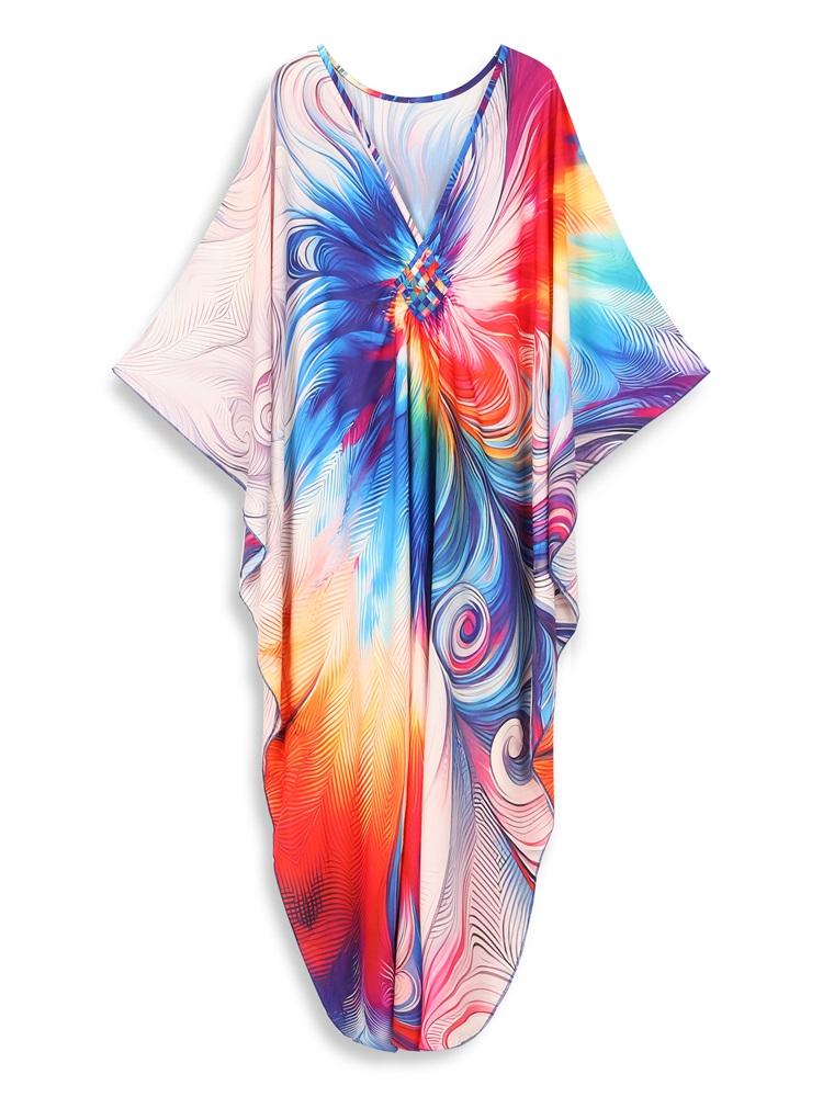EDOLYNSA Snazzy Oversized ženy Domácí oblečení Plážové oblečení Oblečení Caftan Kaftan Plavky Přikrývky Dům Župan Župan Q1634