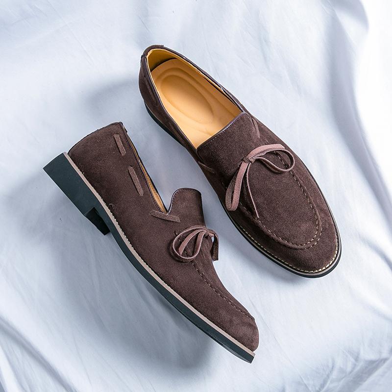 High End Brand Men's Loafers Soft Soles Comfortable Suede Leather Shoes for Men's Park Casual Flat Shoes Trendy Green Anti Slip