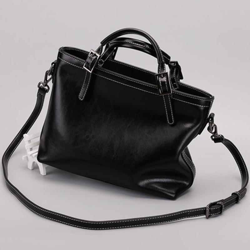 Women's Bag Genuine Leather Spring/Summer Handbag Simple Commuter Bag One Shoulder Straddle Bag