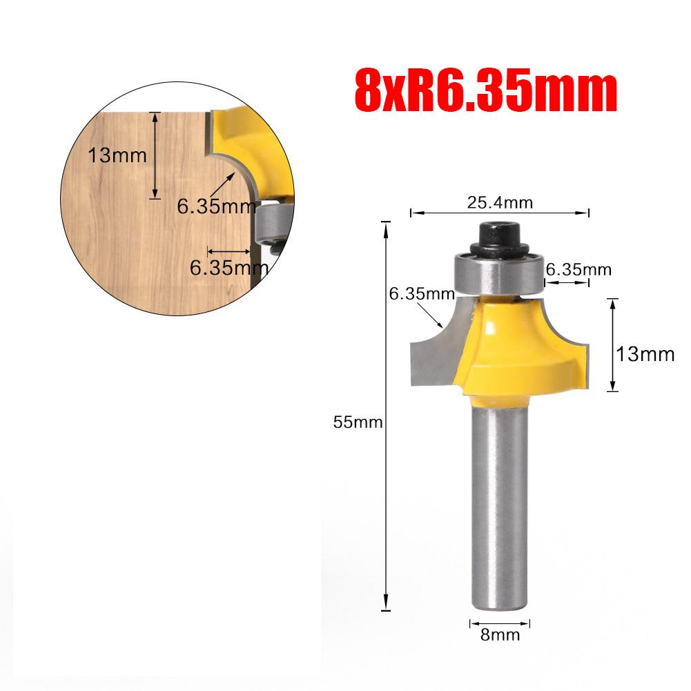 8mm Shank Router Bits Corner Round Over Bits For DIY Woodworking Compatible With Handheld Router Radius Size 6.35mm