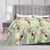 Retro Vintage Art Cute Dogs Blankets Warm Soft Comfortable Plush Bedding Throws For Couch Chair Flannel Bedspread Bed Cover