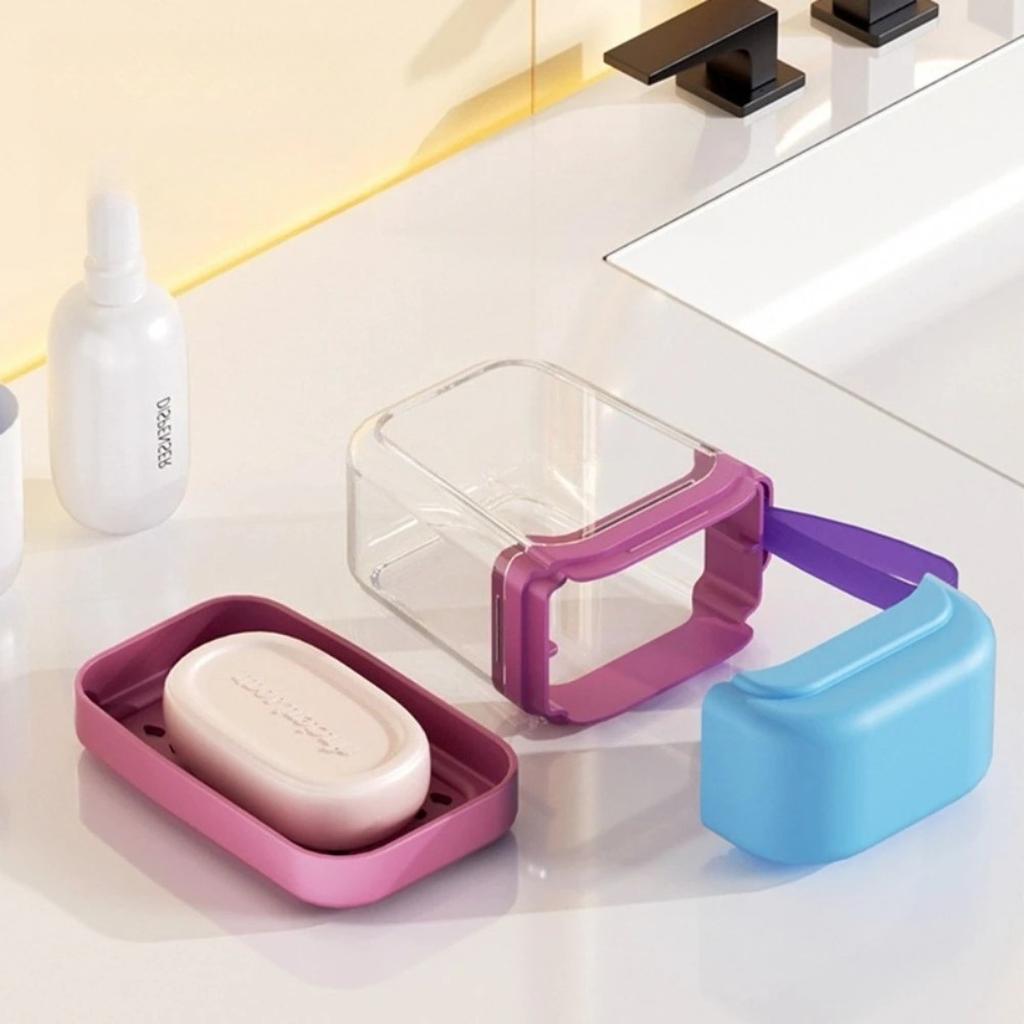 Portable Soap Box Travel Soap Dish Holder Sealed with Drain Holder Transparent Luxury High End Soap Case Bathroom Accessories