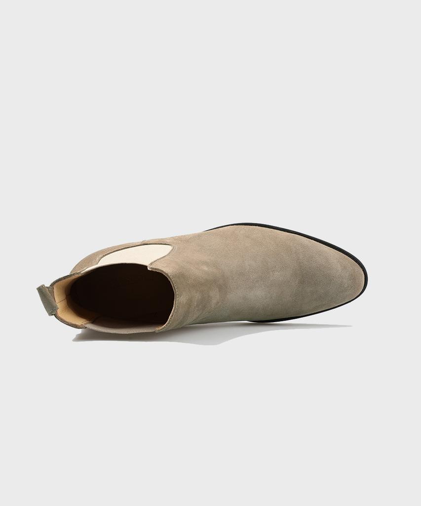 Firenze Atelier Slimline Black Sole Suede Chelsea Boots 3332-Qs [Ash Beige]