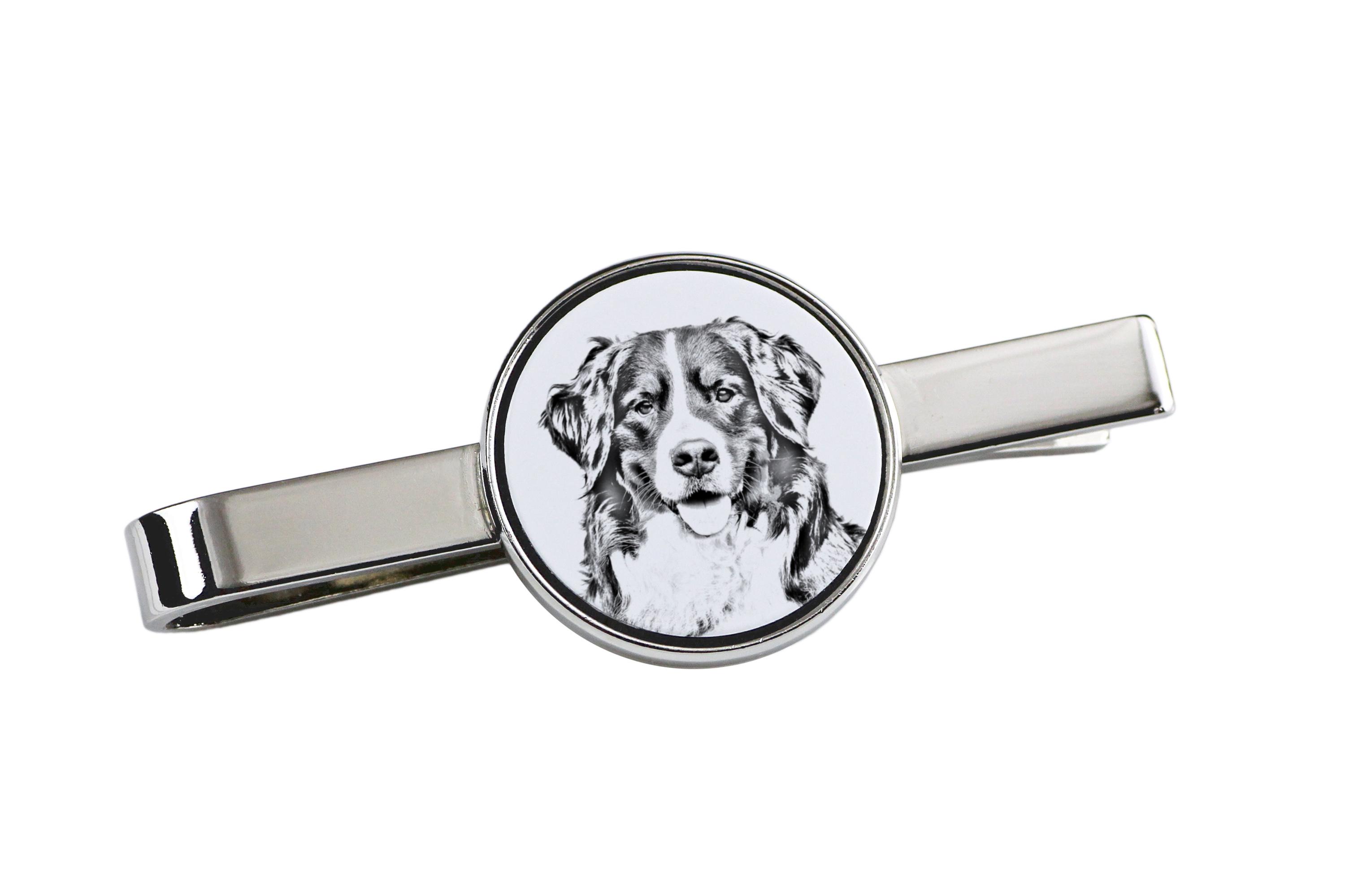 

Bernese Mountain Dog, Berner Sennenhund - tie clip with a dog, personalized tie clip, a unique gift for a man from the Art-Dog brand срібний