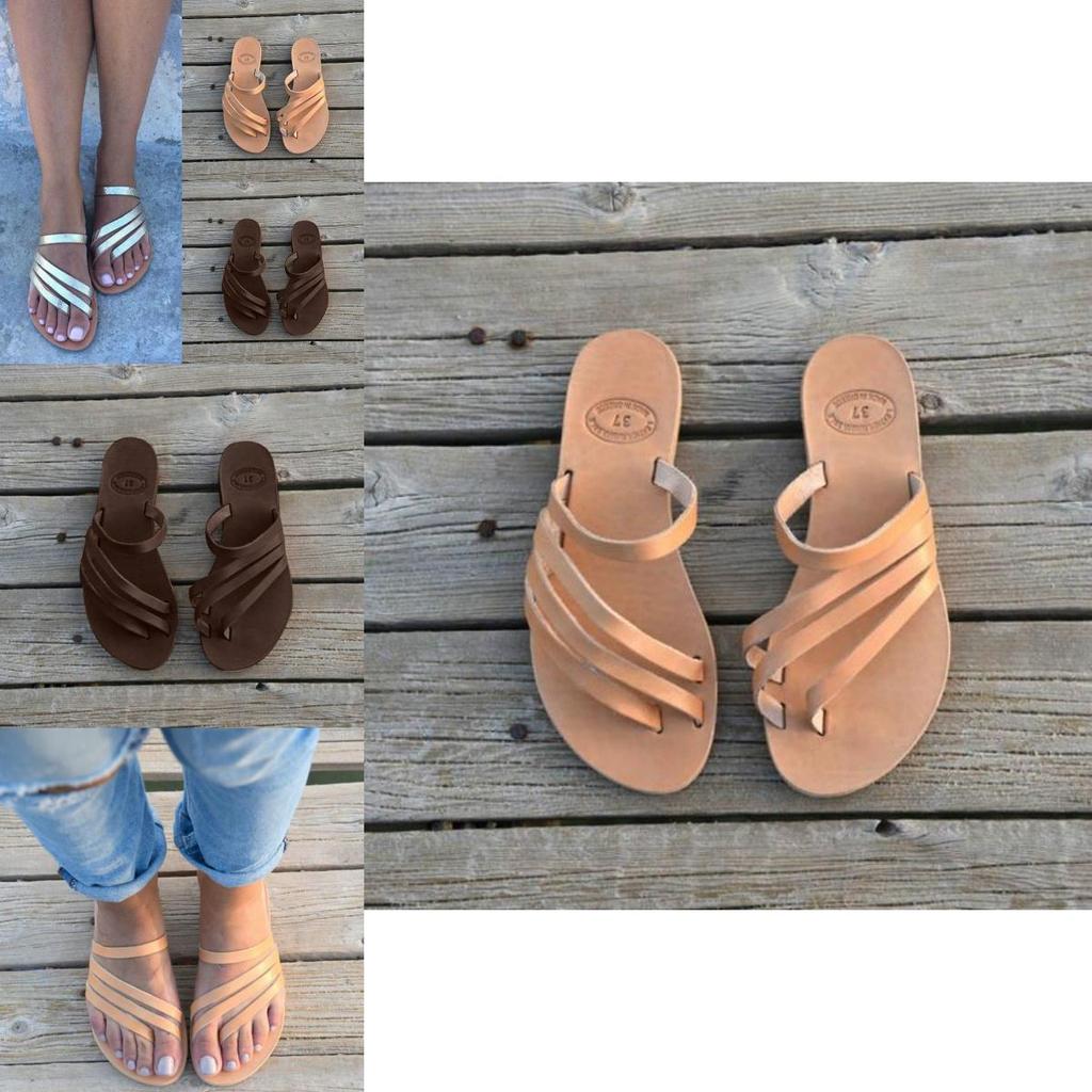 Fashion Women Slide Flat Slippers Flip Flops Casual Greek Leather Sandals Summer Premium Quality