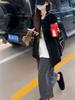 Winter Women's Cozy Korean Long Skirt with Fleece, Striped Color Block, and Comfortable H-Shape Design