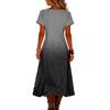 Modisches Damen Sommer V-Ausschnitt Kurzarm Farbverlauf Bedrucktes Strandkleid