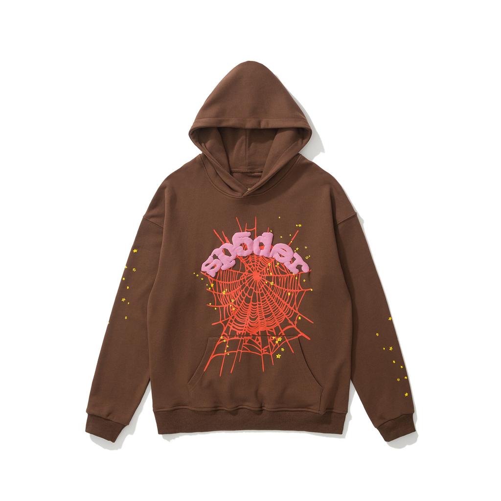 Herbst 2024 neu S@p5der 555555 Spinnennetz Schaumdruck Kapuzenpullover Herren und Damen Großhandel