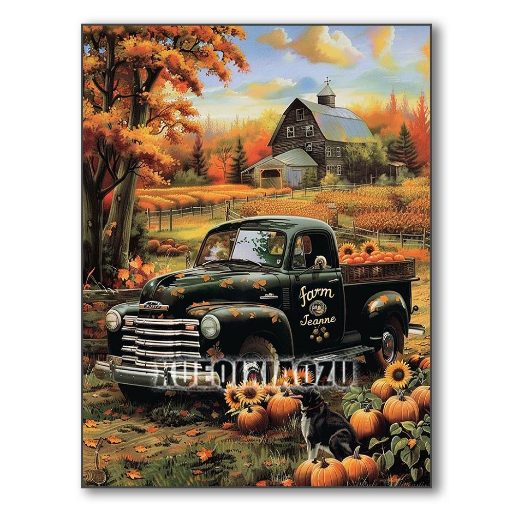 Set Pictură Diamant 5D Dovleac Peisaj de Toamnă Broderie Diamant Mozaic Artă Diamant Complet Imagine DIY Decor de Halloween Cadou