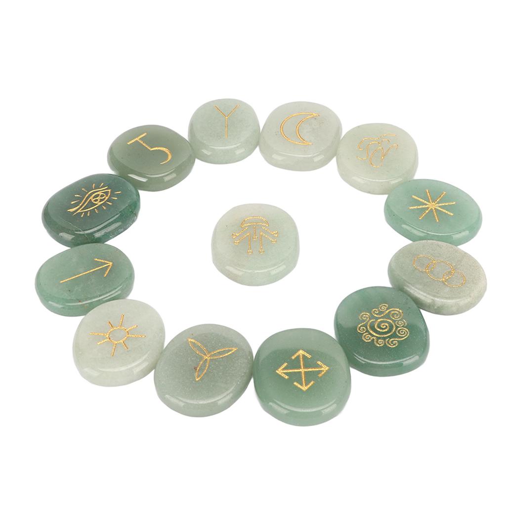 13PCS     Stones with Cloth Bag Engraving   Stone for Divination   Meditation