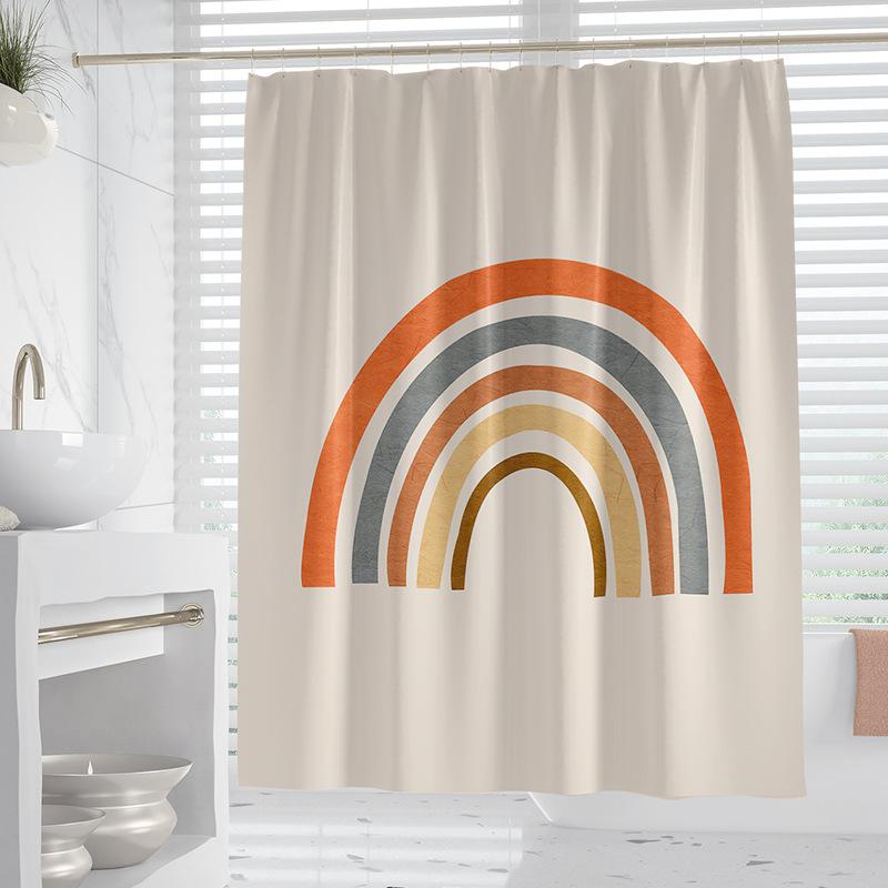 Morandi plants and flowers washable Dirt-Resistant Shower Curtain Shower Head waterproof Polyester Bath Curtain For Home Decor