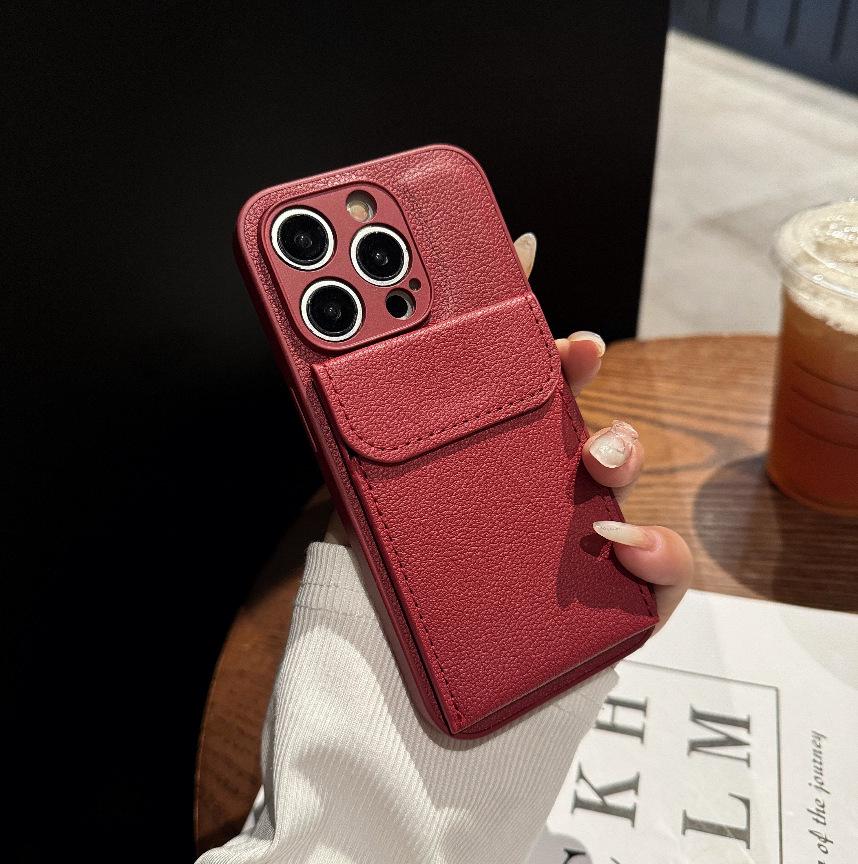 Leather Magnetic Card Holder Stand for iPhone 17 Air/16 Pro Max Case Cover