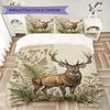 Retro Deer Pattern Bedding uilt Set uilt Cover Pillowcase Home Decoration Birthday Gift (1 * duvet cover + 2 * pillowcase  without core)