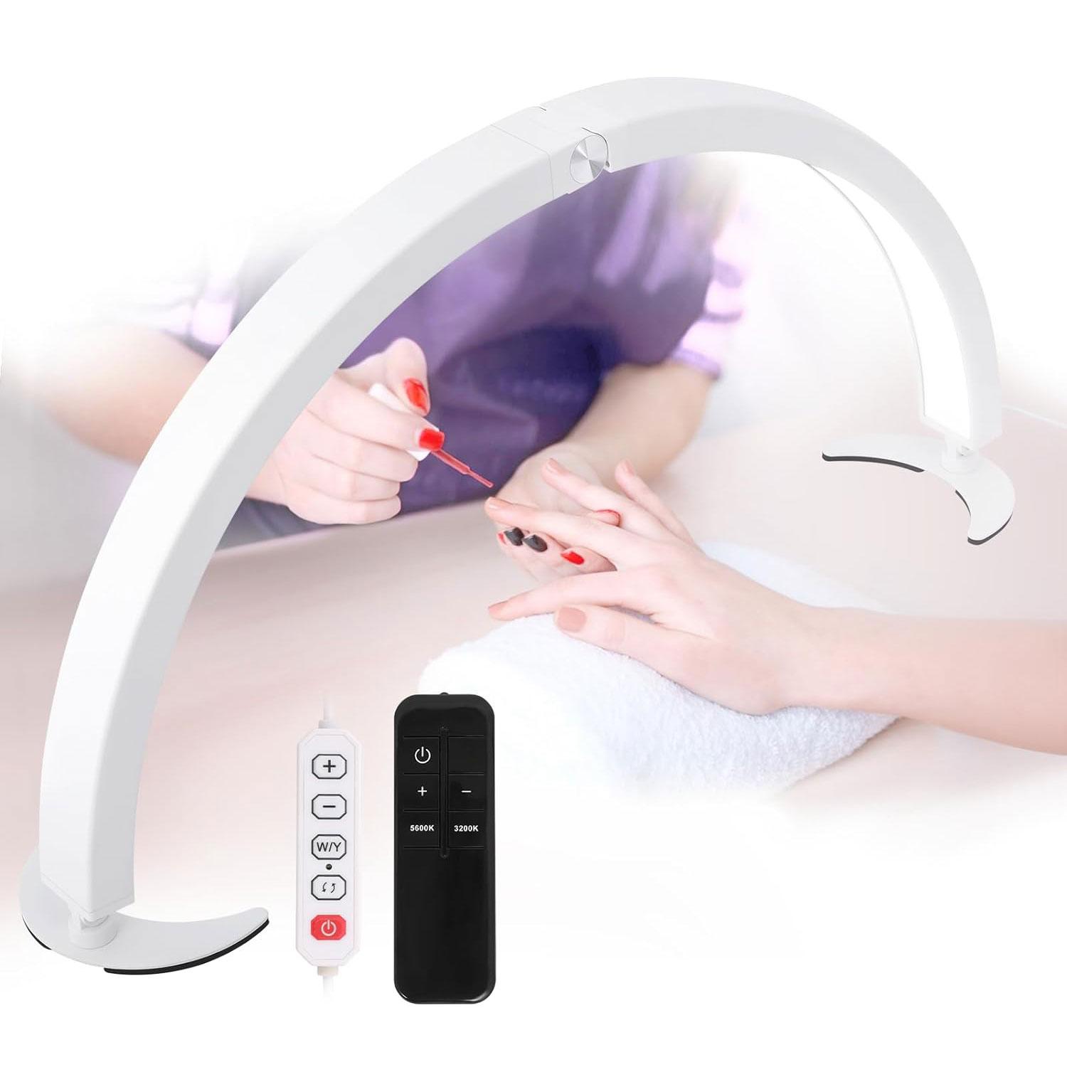 

Столик для нігтів з тримачем для мобільного телефону, лампа для татуювань, лампа для догляду за нігтями, догляд за шкірою, складна з дистанційним керуванням us білий