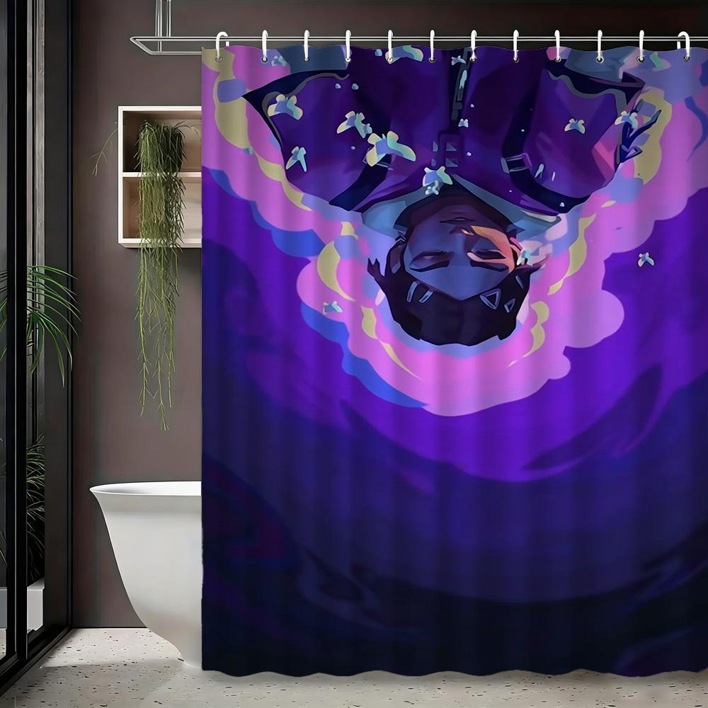 Batman & Harley Quinn Monochrome City Waterproof Shower Curtain, Superhero Bathroom Decor For Fans