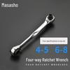 Two-Way Quick Ratchet Combination Wrench: Four-in-One Open-End Automotive Tool
