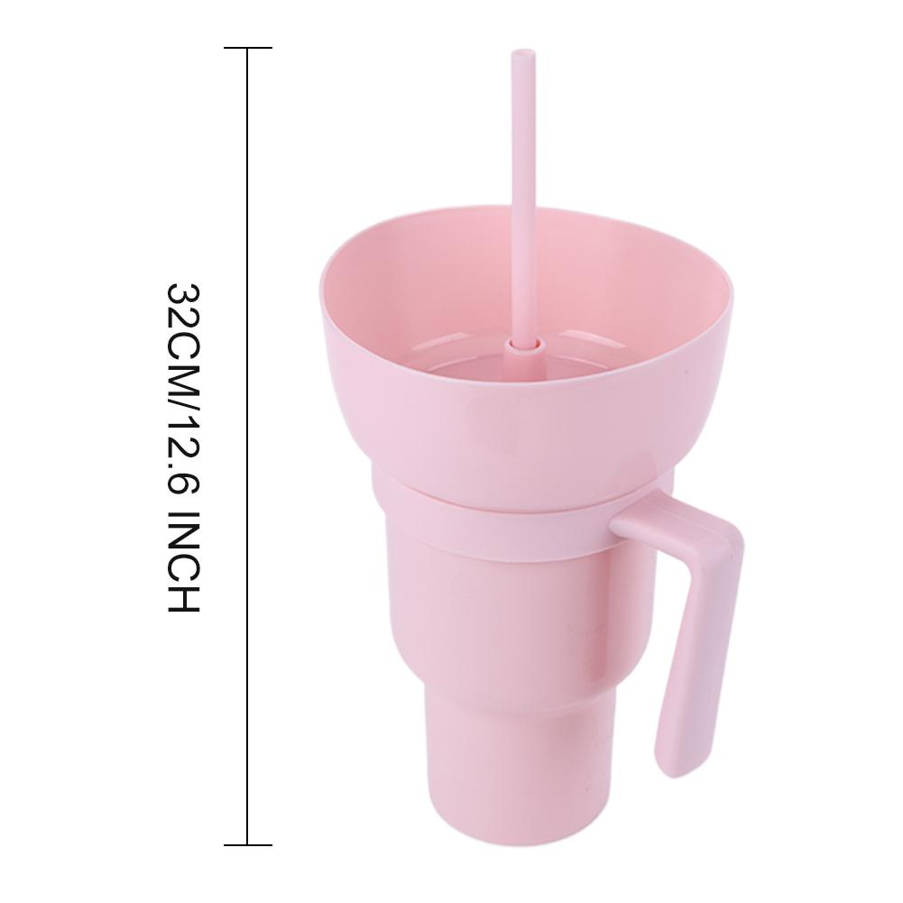 2Pcs 1000ml Portable Tumbler Leak Proof Multifunction Stadium Tumbler Multi-Purpose Popcorn Beverage Cup for Cinema Home Travel