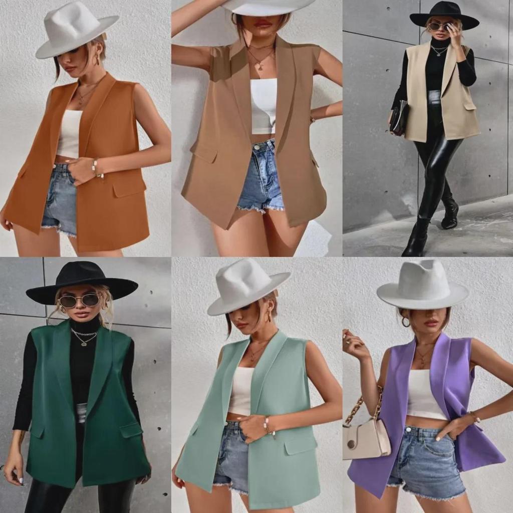 Dámská bezrukávová saka střední délky - Evropský a americký styl