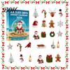 Reusable Holiday Ornaments Sea Glass Christmas Advent Calendar, 24-Day Acrylic 2D Ornament Set Themed Party Supplies with Santa Gingerbread Man, Tree