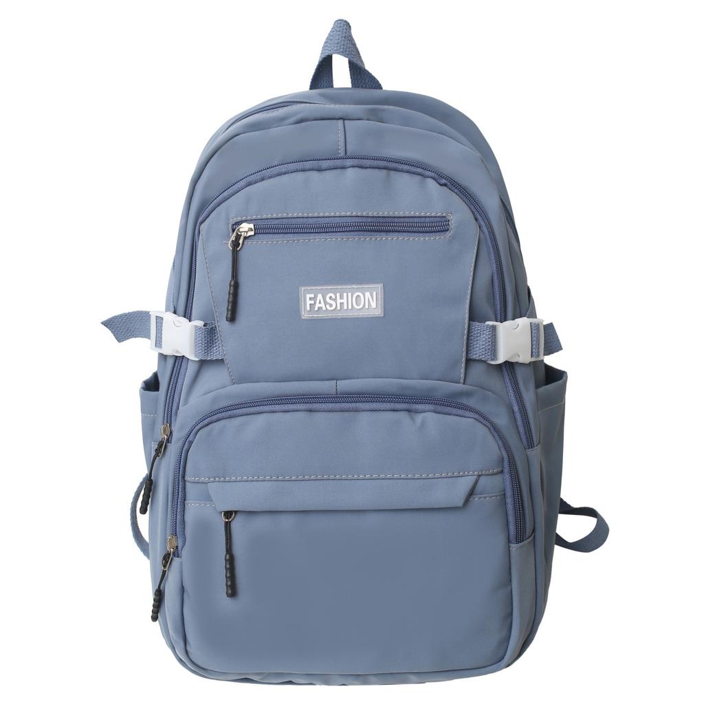 Schoolbag wholesale Korean version of casual large-capacity backpack, junior high school student schoolbag, solid color multi-layer Harajuku backpack