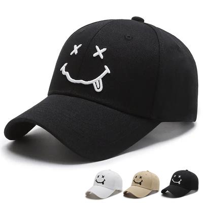 Men Women Smile Face Embroidery Baseball Caps Cotton Adjustable Snapback Hats Hip Hop Trucker Cap Summer Outdoor Sun Hat Dad Hat