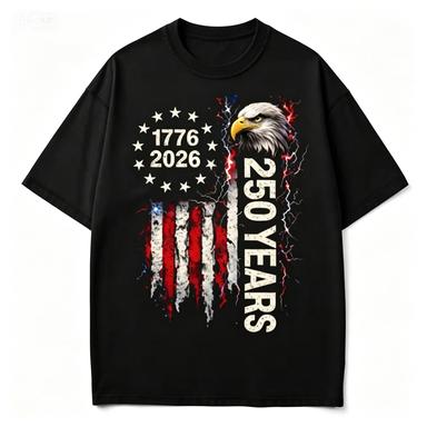 Vintage Eagle Usa Flag 17762026 250 Years Patriotic Graphic Casual Cotton Tshirt