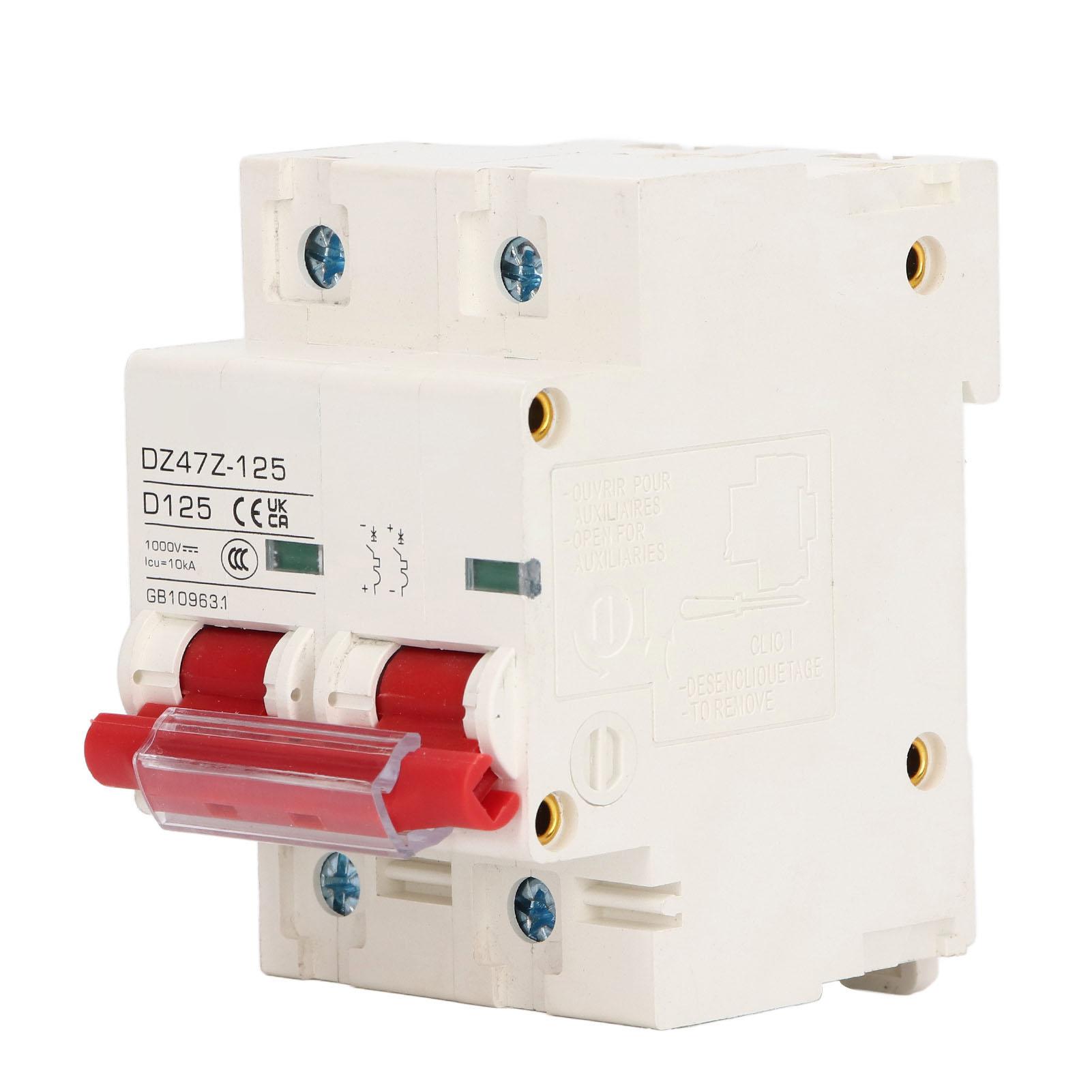

DC Circuit Breaker Short Circuit Protection Rail Installation PV Circuit Breaker 2P 1000V 125A Red