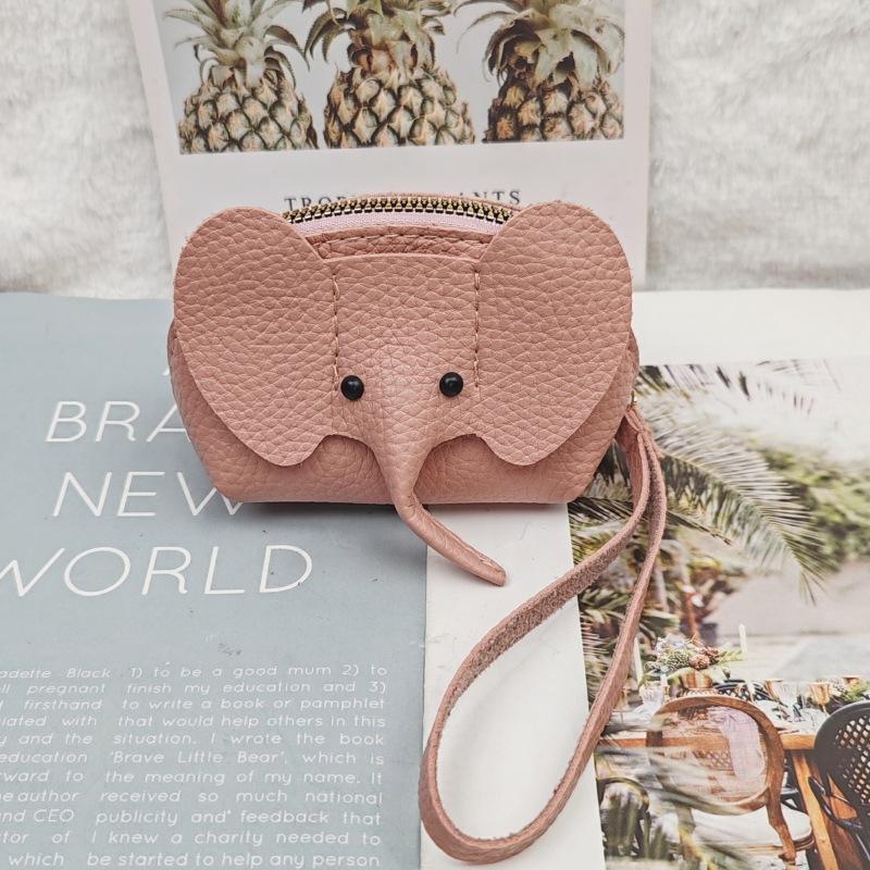 Pu Leather Elephant Money Bag Women Coin Purse With Key Ring Multifunctional Zipper Storage Bags Key Case