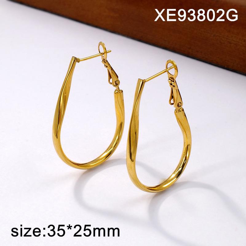 European High-End Geometric 18K Gold-Plated Titanium Hoop Earrings - Simple Versatile Design