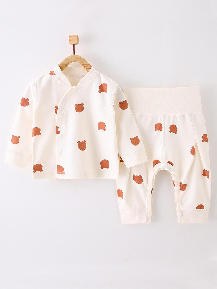 Children's Spring & Autumn High-Waist Belly Protection Underwear Set - Boneless Split Top & Trousers