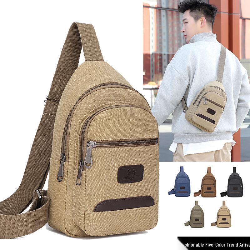 Men's Fashion Large Capacity Multi-functional Canvas Crossbody Chest Bag