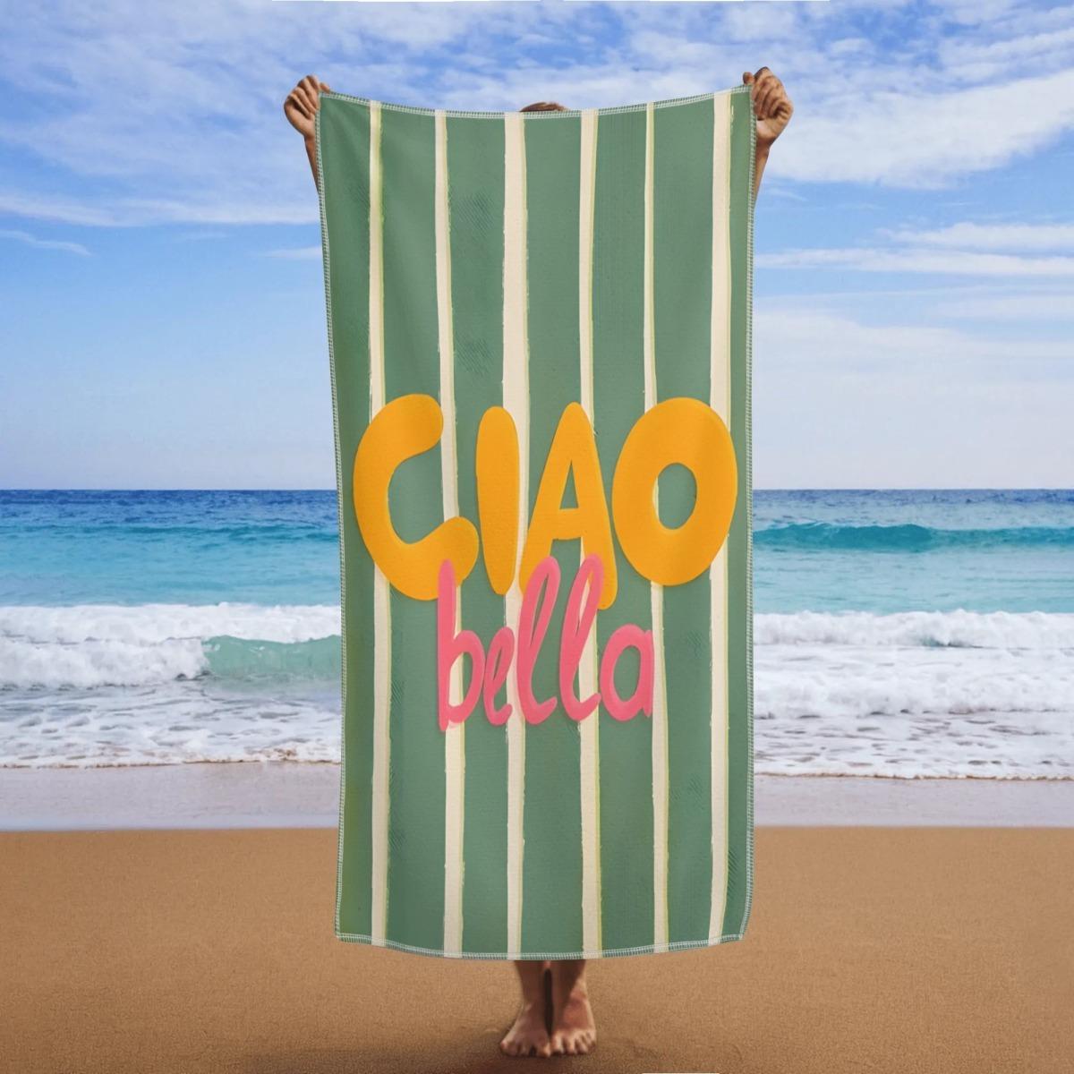 

Italian CIAO BELLA Beach Towel, Quick Dry Microfiber Soft for Bath Swimming Pool Parties W30*H60(CM)