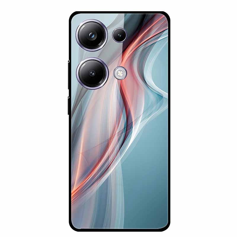 Glass Back Cover For Poco M6 Pro 4G Case M 6 M6Pro Hard Tempered Glass Case For Xiaomi Redmi Note 13 Pro Phone Case Soft Bumper