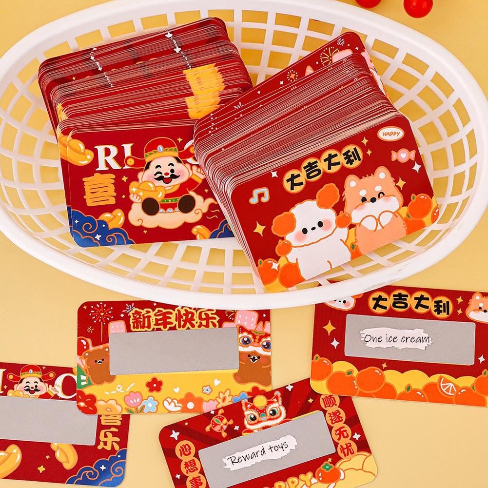Cartão de raspadinha com película adesiva para recompensa de Ano Novo de 2025, etiquetas raspáveis, vouchers de resgate infantil DIY para o Ano da Cobra