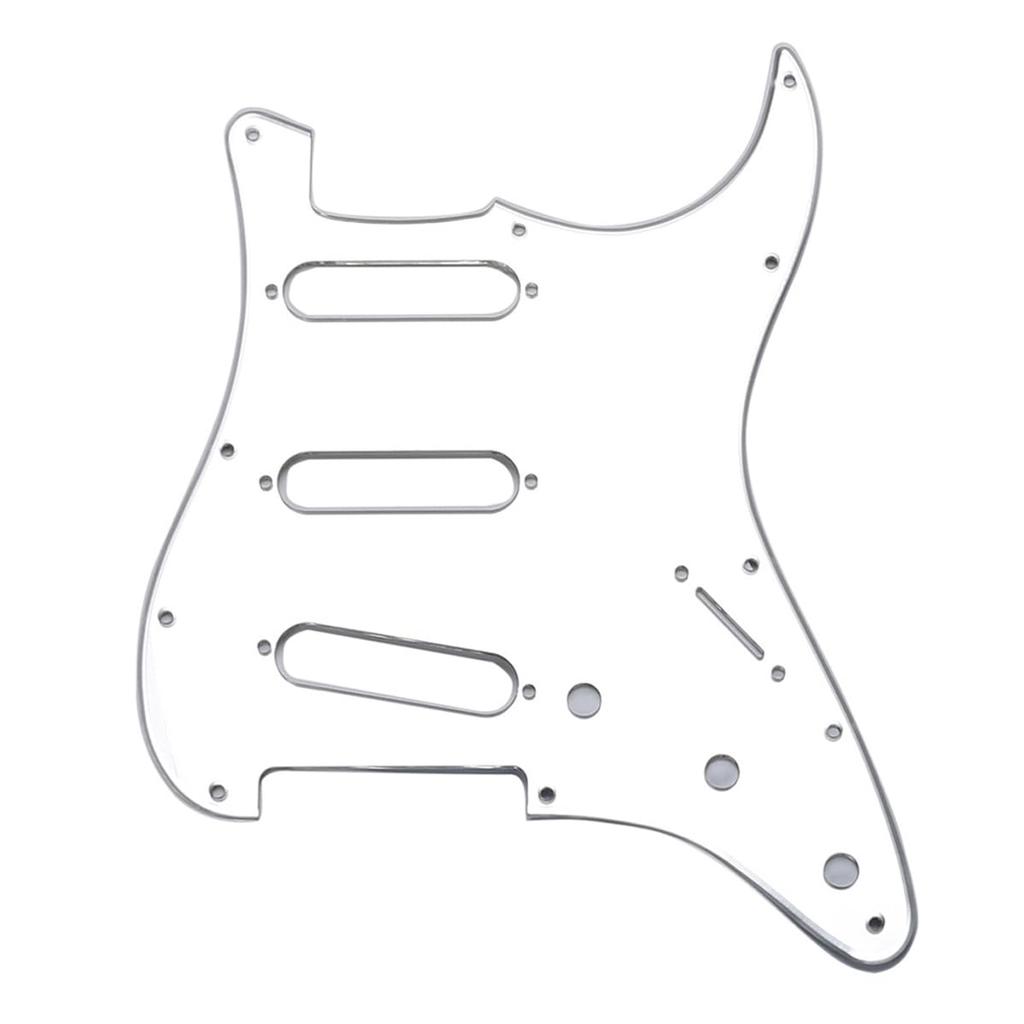 Musiclily 11-Hole SSS Stratocaster Pickguard for Fender USAMexico Standard ST Stratocaster Electric Guitars, 1-Piece Silver Mirror