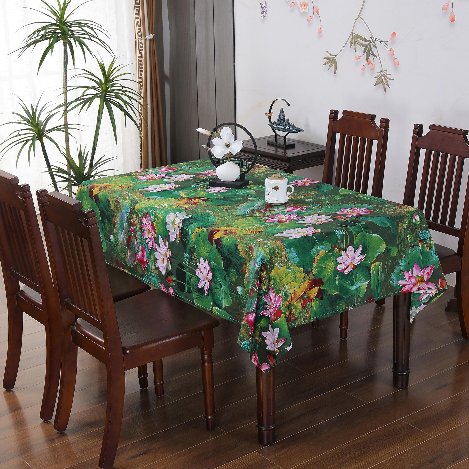 

Китайская винтажная скатерть из чистого хлопка с принтом в китайском стиле декоративная скатерть 140*140 зелёный