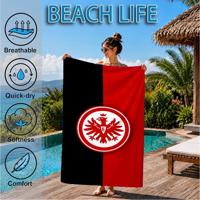 Eintracht Frankfurt Crest Beach Towel, Quick-drying, Easy To Care For, Suitable for Both Fitness and Beach Vacations,Sports Essential