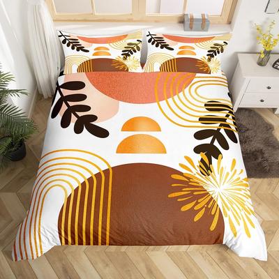 Boho Mid Century Bettbezug Abstrakt Geometrisch Deckenbezug, Moderne Minimalistische Queen Bettwäsche Sets, Geometrie Linienkunst Bettwäsche Set
