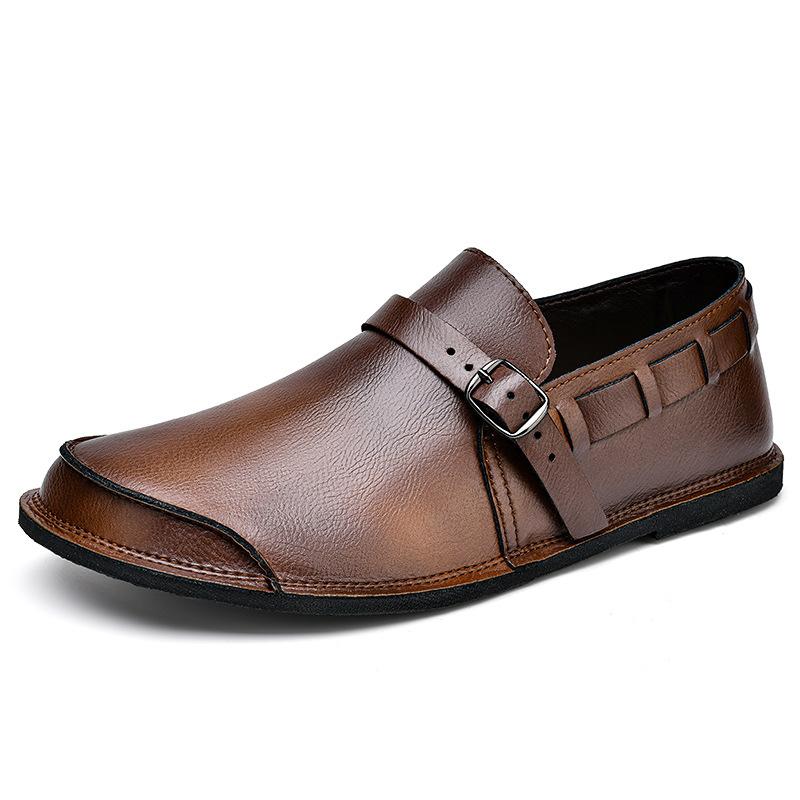 Spring and Autumn Large Size Foot Cover Lazy Casual Shoes Soft-soled Buckle Leather Shoes
