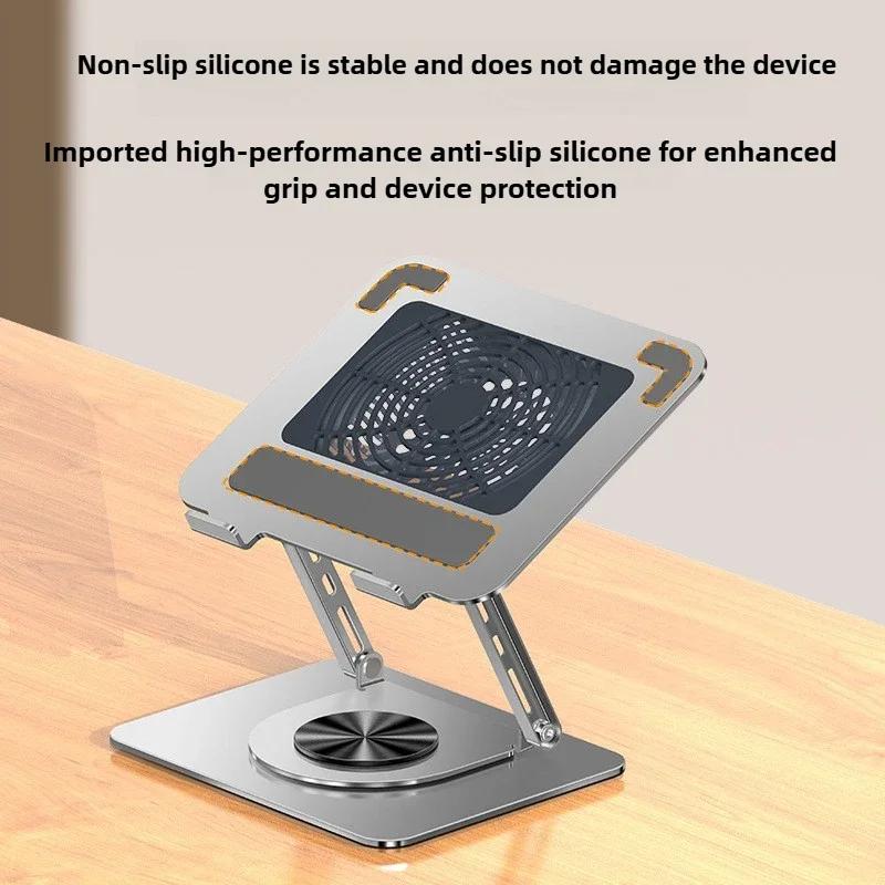 New Rotatable Laptop Metal Stand Laptop Stand with Cooling Fan 360° Rotating Base Foldable & Portable Desktop Laptop Riser Stand