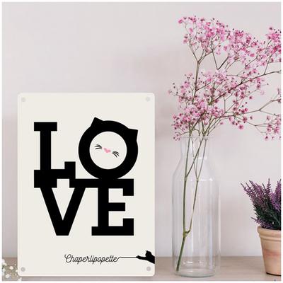 [R1192] - Placa metálica retro 'Gatos' beige negro (Love) - 20x15 cm