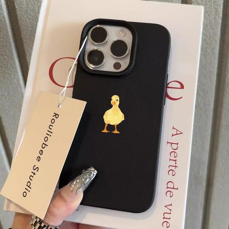 Cute Watercolor Yellow Duckling Pattern Design Protective Cover for iPhone 17 16 15 14 13 12 11 16E Series Pro Max Plus