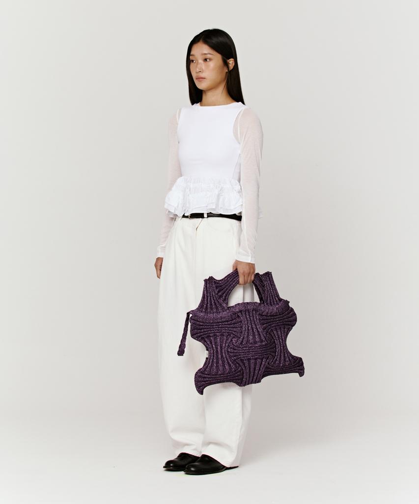 Pleatsmama Big Bow Bag Glitter Deep Purple