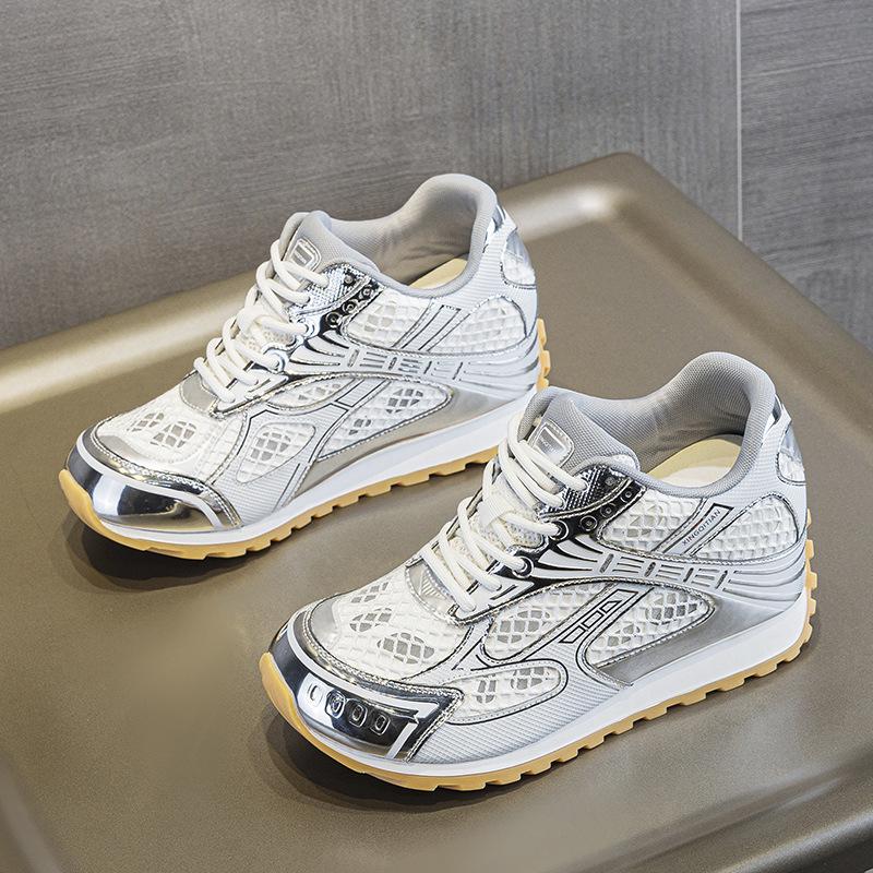 Inner heightening women's shoes new casual rubber non-slip mesh breathable sports shoes tide