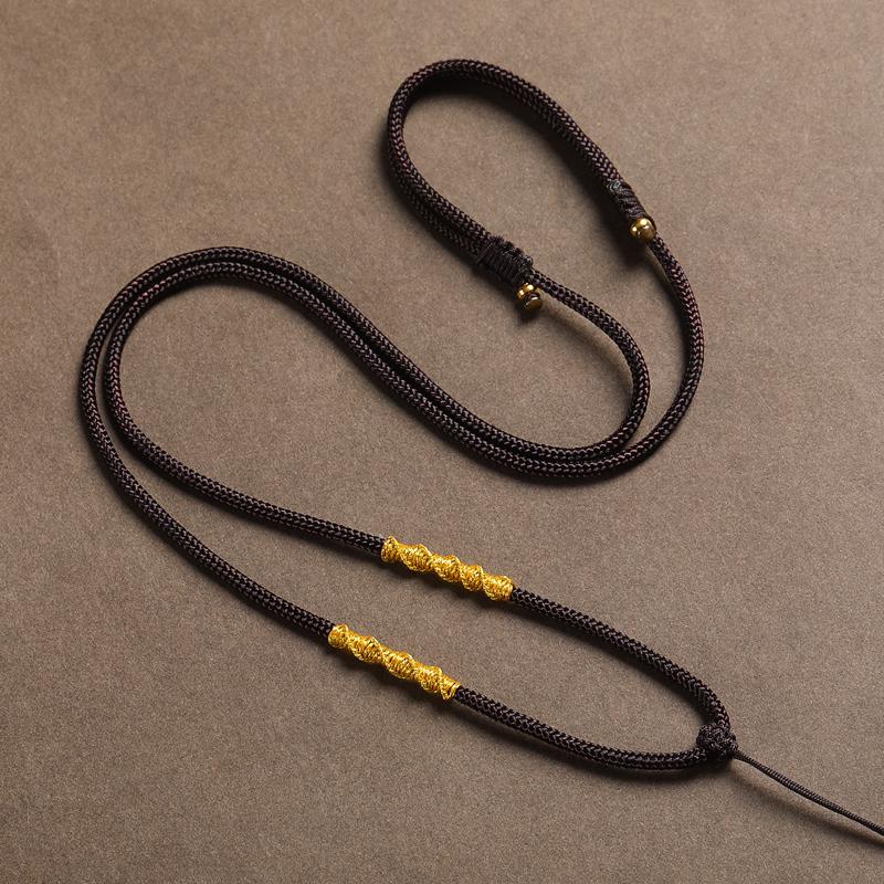 Hand-Woven Black Jadeite Gold Pendant Rope for Men & Women