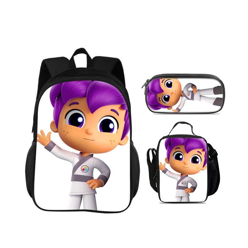 Rucsac, etui, pachet de gheață, Set 3 bucăți, imprimeu desen animat, Grădiniță, copii și elevi